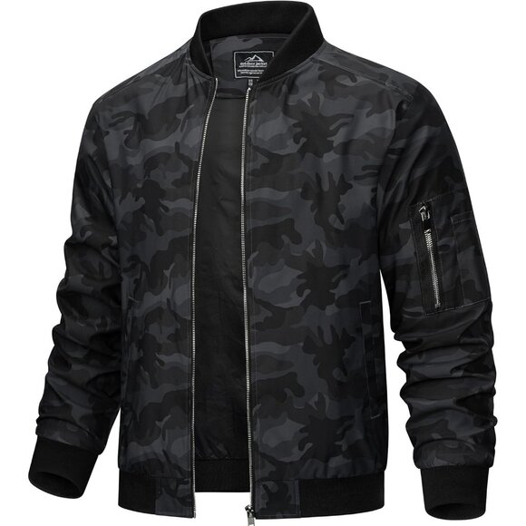 Other - Men's 01 C Black Bomber Jacket Coat Lightweight Casual Windbreaker Zip Up Pocket